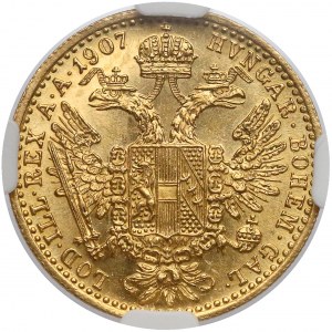 Austria, Franciszek Józef I, Dukat 1907 - NGC MS62