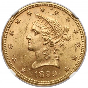 USA, 10 dolarów 1899 - Coronet head - NGC MS62