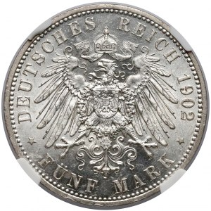 Niemcy, Prusy, Wilhelm II, 5 marek 1902-A - NGC AU58