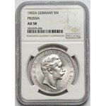 Niemcy, Prusy, Wilhelm II, 5 marek 1902-A - NGC AU58