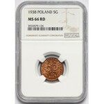 5 groszy 1938 - NGC MS66 RD