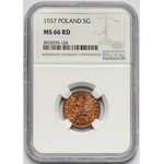 5 groszy 1937 - NGC MS66 RD