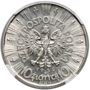 Piłsudski 10 złotych 1934 - NGC AU58