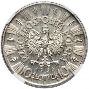 Piłsudski 10 złotych 1936 - NGC MS61