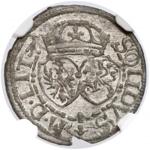 Zygmunt III Waza, Szeląg Wilno 1614 - ozdobne tarcze - strzała (RRR)