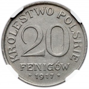 Królestwo Polskie, 20 fenigów 1917 - NGC MS61