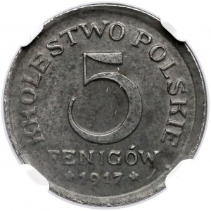 Królestwo Polskie, 5 fenigów 1917 - NGC MS62