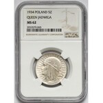 Głowa Kobiety 5 złotych 1934 - NGC MS62