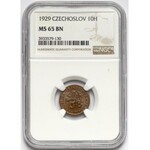 Czechoslovakia, 10 heller 1929 - NGC MS65 BN