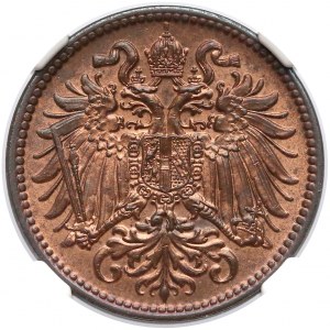 Austria, Franz Jospeh I, 2 heller 1915 - NGC MS66 RB