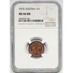 Austria, Franz Jospeh I, 2 heller 1915 - NGC MS66 RB