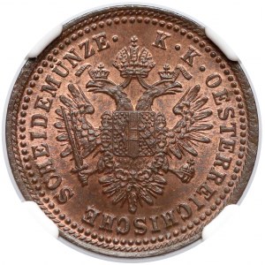 Austria, Franciszek Józef I, 1 krajcar 1851-A - NGC MS65 RB