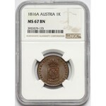 Austria, Franciszek II, 1 krajcar 1816-A - NGC MS67 BN