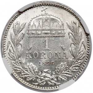 Węgry, Franciszek Józef I, 1 korona 1896 - NGC MS61