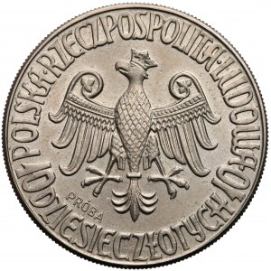 Próba MIEDZIONIKIEL 10 złotych 1964 Kazimierz III Wielki - ORZEŁ w KORONIE