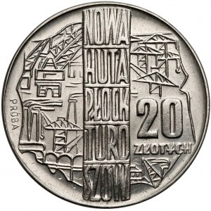 Próba NIKIEL 20 złotych 1964 Nowa Huta Płock Turoszów