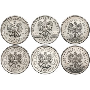 Próby NIKIEL 10.000-20.000 złotych 1990-1994 (6szt)