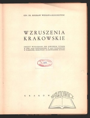WIENIAWA - Długoszowski Bolesław, Wzruszenia krakowskie.