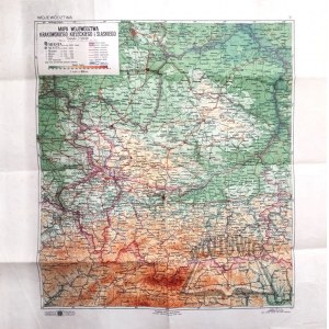 MAPA województwa krakowskiego, kieleckiego i śląskiego.