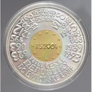 Česká republika, 2500 Kč 2004 vstup do EU (Ag + Au), plexi pouzdro, etue, BEZ karty