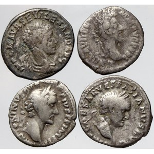 Řím, císařství, Konvolut 4 denárů římského císařství. (Vespasianus, Antoninus Pius, Commodus, Alexander Severus...