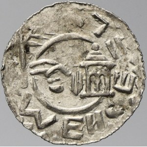 Vratislav II. (1061-92), Denár - královský. Cach-354. var. úzká vysoká koruna
