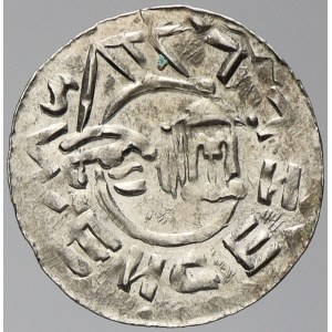 Vratislav II. (1061-92), Denár - královský. Cach-354. var. nízká široká koruna