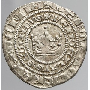 Václav II. (1278-1305), Pražský groš (3,75 g). Sm.-2 var.: kroužek v písmenu W. Publikován v NL 2011/3, str. 113-115...