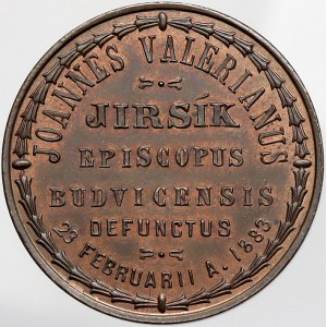 České Budějovice, biskupství, Jan Valerián Jirsík (1851-83). Úmrtní žeton 1883. Měď 27 mm. Don.-4157, Pol....