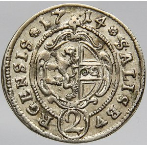Salcburk, arcibiskupství, 2 krejcar 1714. KM-290