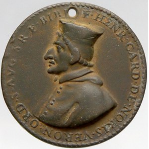 Vatikán, církevní stát, Kardinál Henry Noris (1631-1704, římský theolog, papežský knihovník). Pamětní medaile b.l. ...