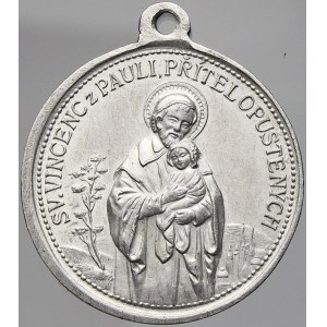 svátostky, Svátostka - Sv. Václav, opis / sv. Vincenc z Pauli, opis. Al 30,7 mm, pův. ouško