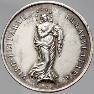 ostatní sakrální ražby, Italská medaile b.l. Sv. Michael, opis / Neposkvrněná Panna Marie, opis. Ag (16,9 g) 35 mm. n...