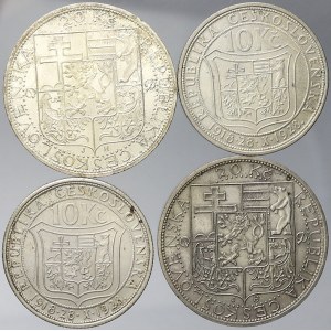 Československo 1918 - 1938, 20 Kč 1937 (2x), 10 Kč 1928 (2x)