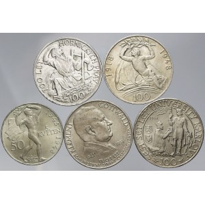Československo 1945 - 1953, Pamětní mince 1948 - 51: 100 Kčs osvobození, hornická práva, KU, Gottwald, 50 Kčs 5...