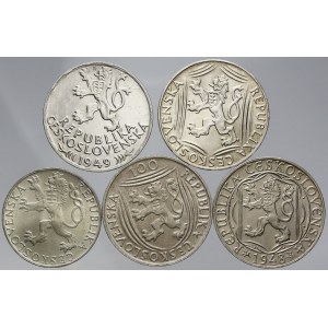 Československo 1945 - 1953, Pamětní mince 1948 - 51: 100 Kčs osvobození, hornická práva, KU, Gottwald, 50 Kčs 5...