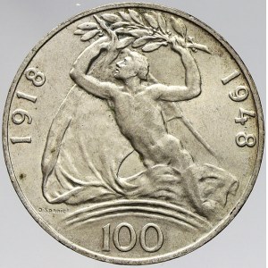 Československo 1945 - 1953, Pamětní mince 1948 - 51: 100 Kčs 1948 30 let republiky