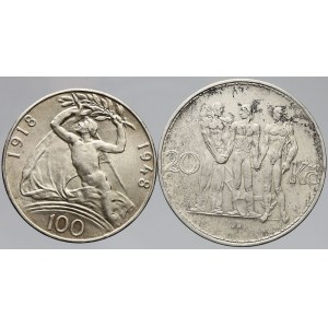 Československo 1945 - 1953, Pamětní mince 1948 - 51: 100 Kčs 1948 30 let republiky...