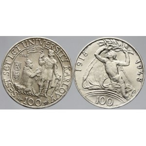 Československo 1945 - 1953, Pamětní mince 1948 - 51: 100 Kčs 1948 UK...