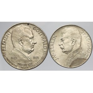 Československo 1945 - 1953, Pamětní mince 1948 - 51: 100 Kčs Gottwald, 50 Kčs Stalin