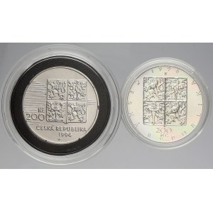 Česká republika 1993 - nyní, 200 Kč 1994 Normandie, 1995 filharmonie, vše plexi pouzdro...