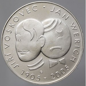 Česká republika 1993 - nyní, 200 Kč 2005 Voskovec a Werich, plexi pouzdro, karta