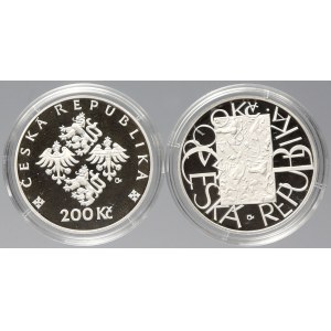 ČSSR + ČR - PROOF, 200 Kč 2001 EURO, 2002 Zdislava, obě plexi pouzdro, etue, karta