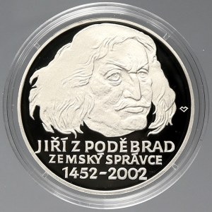 ČSSR + ČR - PROOF, 200 Kč 2002 Jiří z Poděbrad, plexi pouzdro, etue, karta