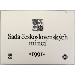 Sady mincí ČSSR - ČSFR - ČR, Sada oběhových mincí ČSFR 1991 s žetonem, orig. etue v kartonovém obalu. n...