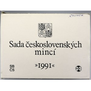 Sady mincí ČSSR - ČSFR - ČR, Sada oběhových mincí ČSFR 1991, včt. 10 Kčs Štefánik, orig. etue v kartonovém obalu. n...