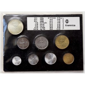 Slovenská republika 1993 - 2008, Neoficiální sada oběžných mincí 1993 (10 h. - 10 Sk + Ag 100 Sk)...