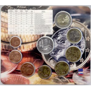 Slovenská republika 2009 - nyní, Sada oběhových mincí 2009 (1 c. - 2 € + Ag 0.925 žeton...