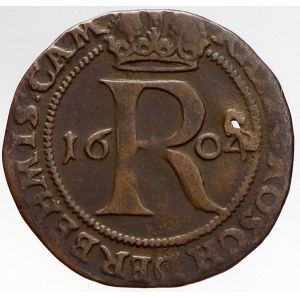 Rudolf II., Početní peníz 1604 K. Hora - Enderle. Mrštík-66a. dírka