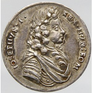 Josef I. (1705-11), Žeton ke korunovaci na římského krále v Augsburku 1690. Portrét, opis / orlice. Ag (2,6 g) 17,5 mm...